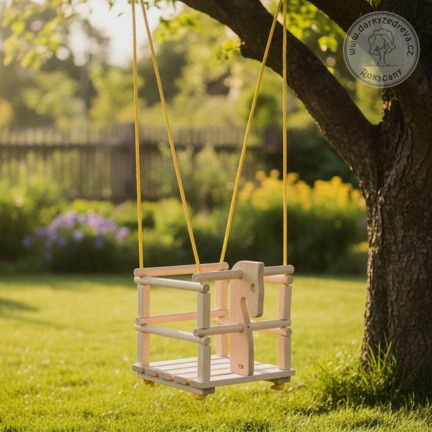 Dětská dřevěná houpačka 3v1 koník sestavená 33 x 30 x 32 cm přírodní
