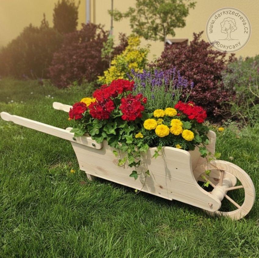 Trakař s korbou dřevěný 120 x 35 x 31 cm typ XL 120 přírodní