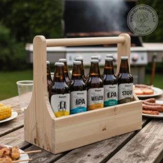 Nosič na pivo dřevěný na 10 lahví přírodní